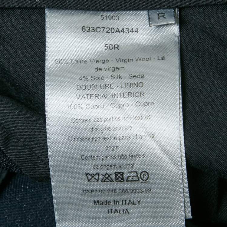 Pre Owned Dior Homme Navy Blue Wool Formal Trousers L