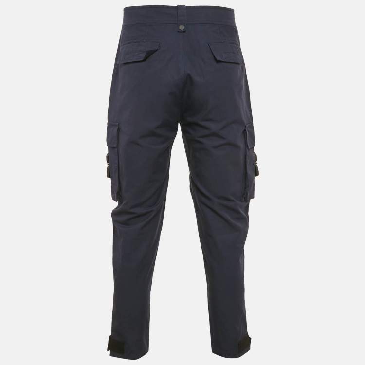 Pre Owned Dior Homme Blue Cotton Blend Cargo Pants L