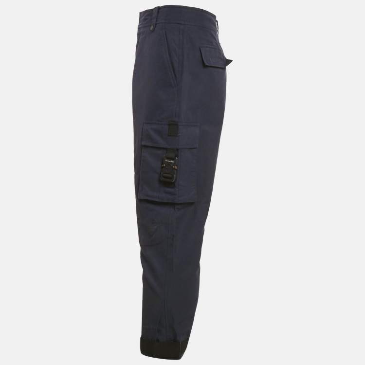 Pre Owned Dior Homme Blue Cotton Blend Cargo Pants L