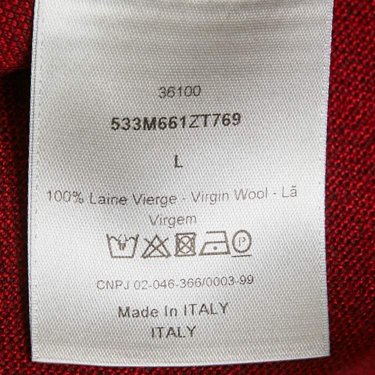 Pre Owned Dior Homme Burgundy Numbers Intarsia Wool Knit Sweatshirt L