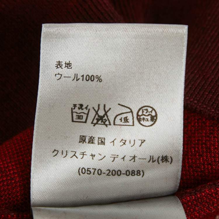 Pre Owned Dior Homme Burgundy Numbers Intarsia Wool Knit Sweatshirt L