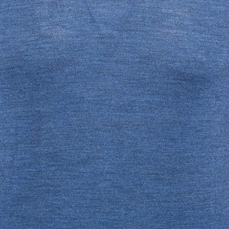 Pre Owned Dior Homme Blue Wool Knit V-Neck Sweater M