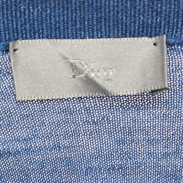 Pre Owned Dior Homme Blue Wool Knit V-Neck Sweater M