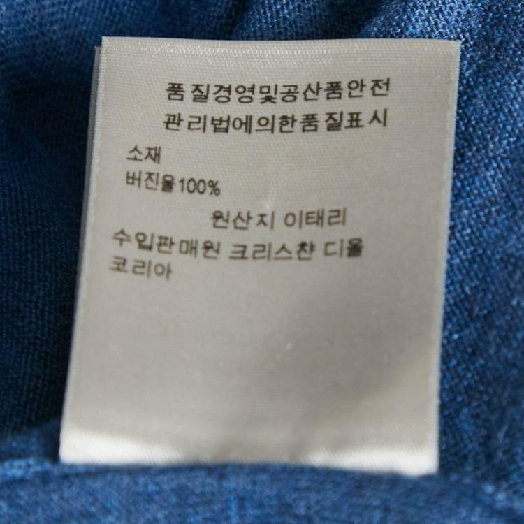 Pre Owned Dior Homme Blue Wool Knit V-Neck Sweater M