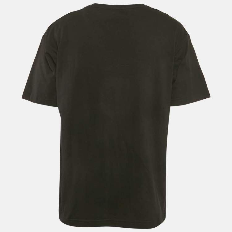 Pre Owned Dior Homme Black Logo Print Jersey T-Shirt L