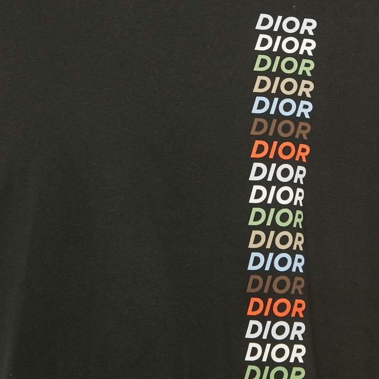 Pre Owned Dior Homme Black Logo Print Jersey T-Shirt L