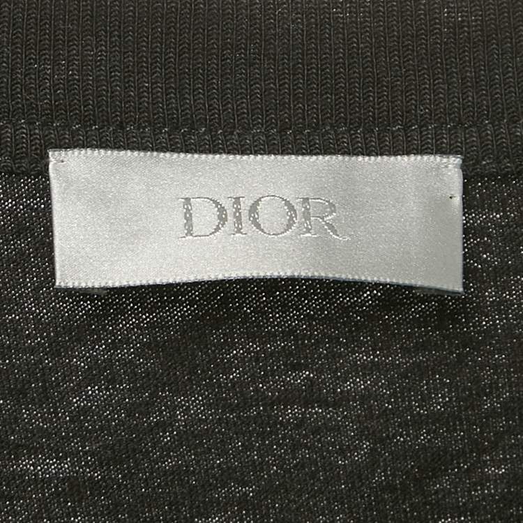 Pre Owned Dior Homme Black Logo Print Jersey T-Shirt L