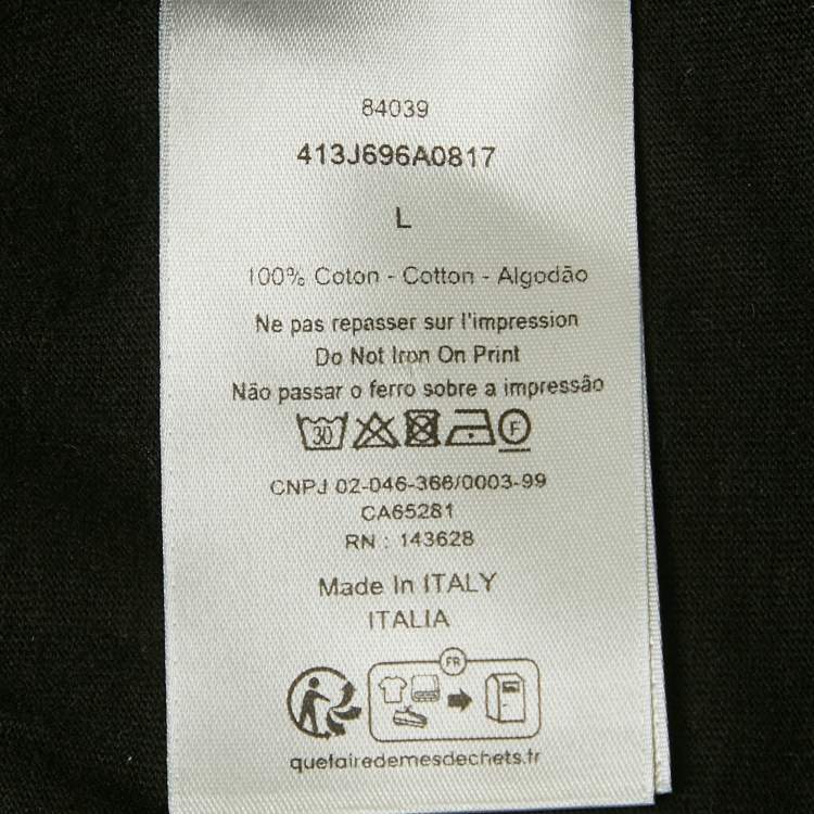 Pre Owned Dior Homme Black Logo Print Jersey T-Shirt L