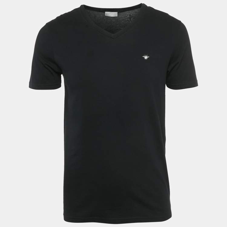 Pre Owned Dior Homme Black Jersey V-Neck T-Shirt S