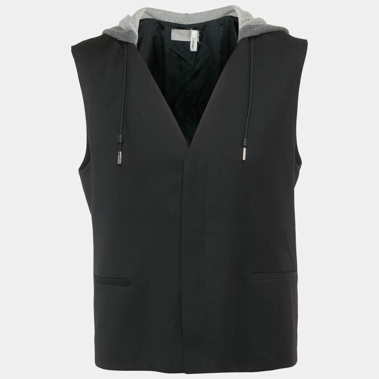 Pre Owned Dior Homme Black Virgin Wool Suit Vest XL
