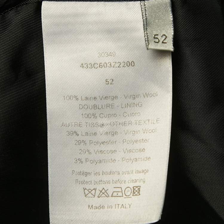 Pre Owned Dior Homme Black Virgin Wool Suit Vest XL