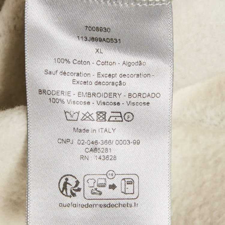 Pre Owned Dior Homme Grey CD Embroidered Cotton Fleece Sweatshirt XL