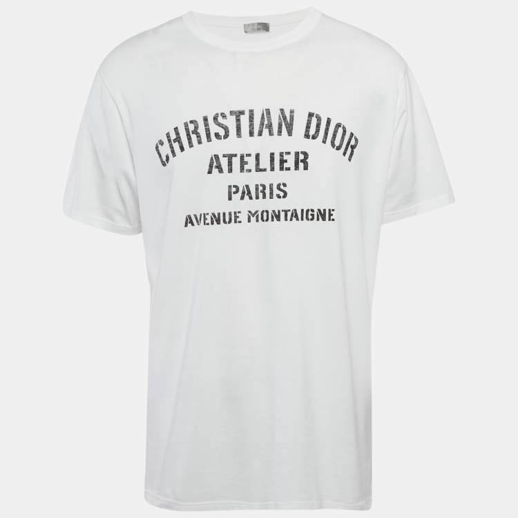 Pre Owned Dior Homme White Atelier Print Crew Neck T-Shirt XL