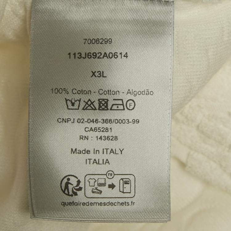 Pre Owned Dior Homme White Oblique Terry Cotton Jacquard Relaxed-Fit T-Shirt 3XL