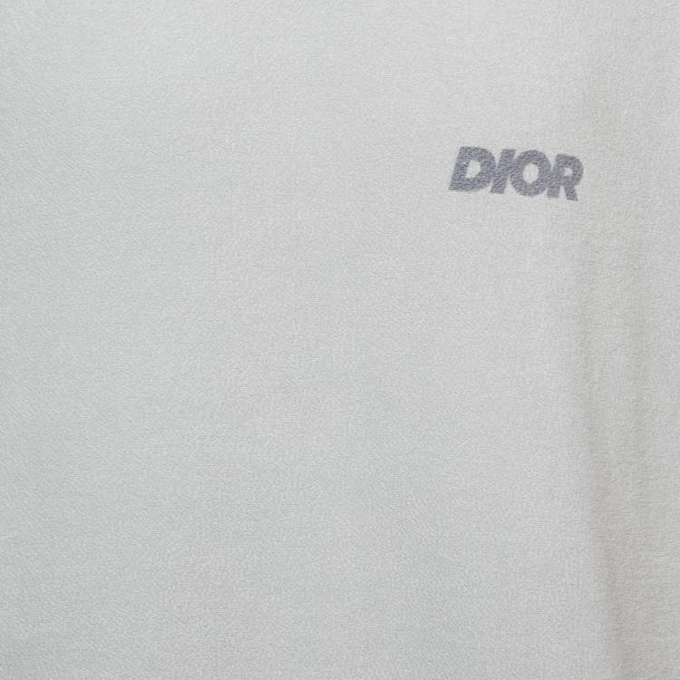 مملوكة مسبقًا Dior Homme Grey Logo Print Terry Crew Neck T-Shirt 3XL