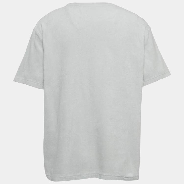 مملوكة مسبقًا Dior Homme Grey Logo Print Terry Crew Neck T-Shirt 3XL