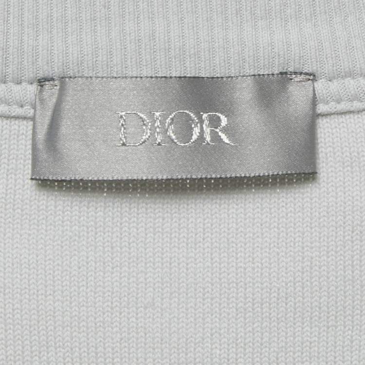 مملوكة مسبقًا Dior Homme Grey Logo Print Terry Crew Neck T-Shirt 3XL