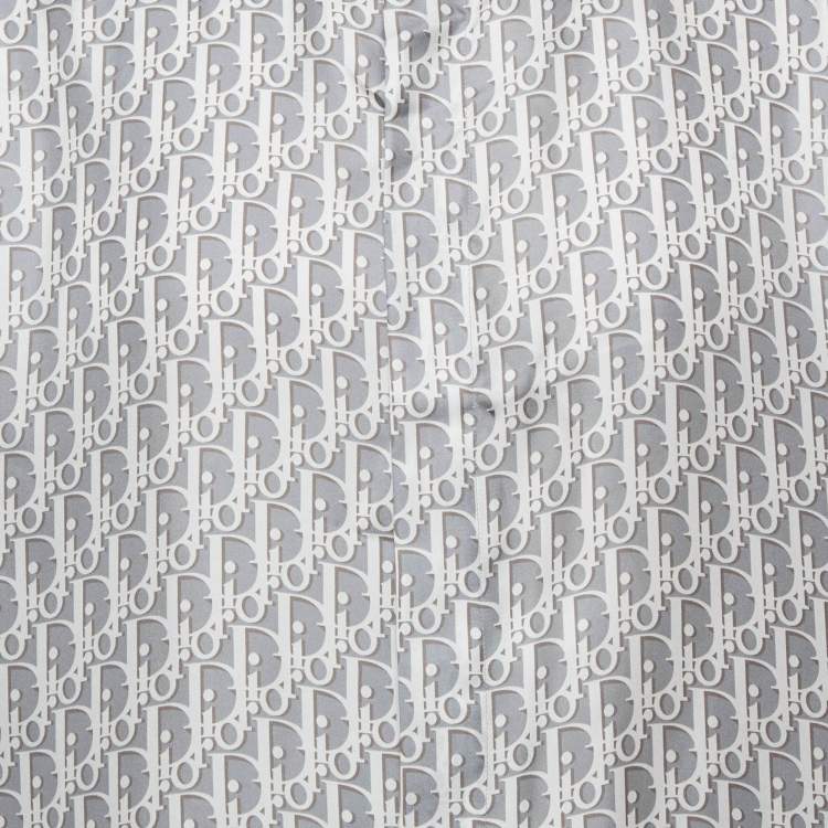 Pre Owned Dior Homme Grey Oblique Print Silk Short Sleeve Shirt 3XL