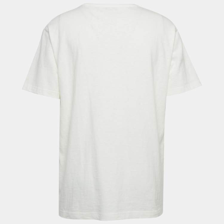Pre Owned Dior Homme White Logo Flocked Cotton T-Shirt 3XL