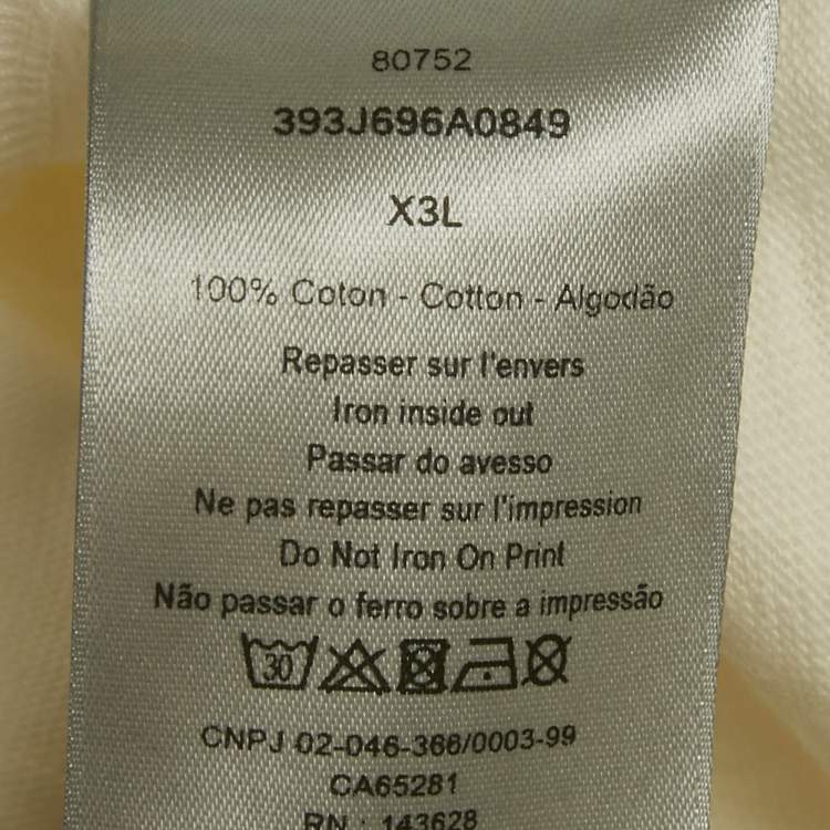 Pre Owned Dior Homme White Logo Flocked Cotton T-Shirt 3XL