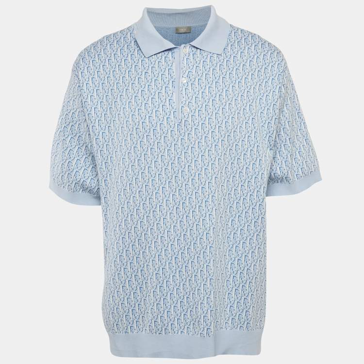 Pre Owned Dior Homme Blue Oblique Jersey Polo T-Shirt XXXL