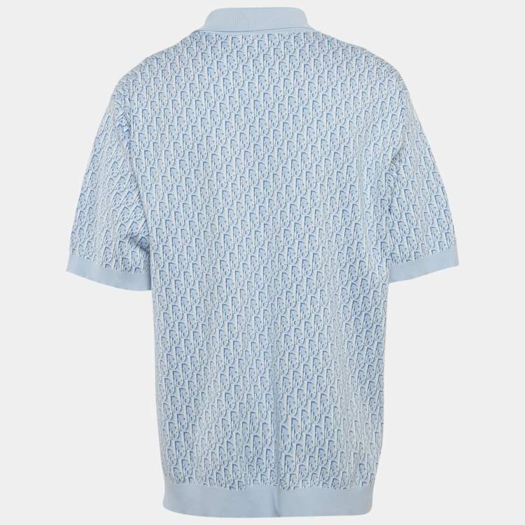 Pre Owned Dior Homme Blue Oblique Jersey Polo T-Shirt XXXL