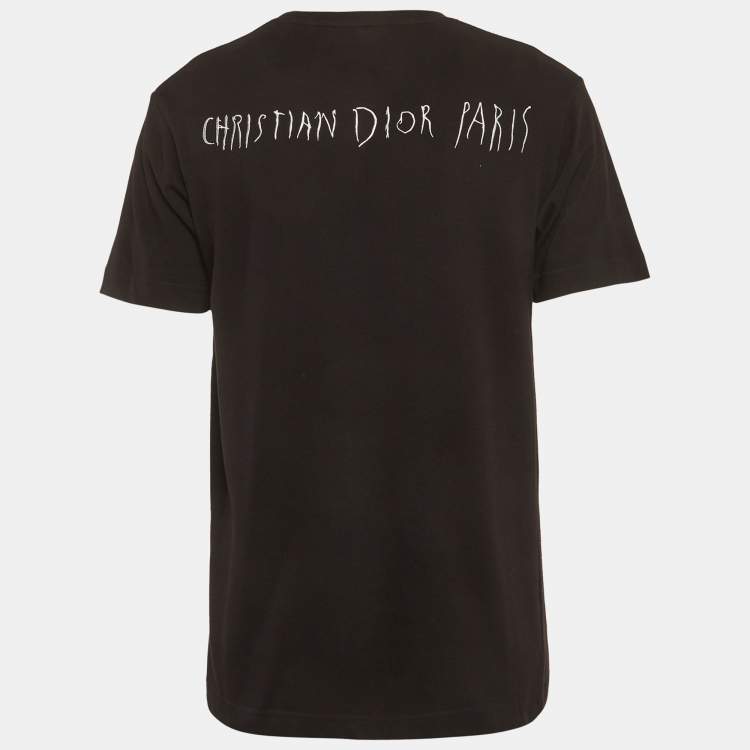 Pre Owned Dior Homme Black Logo Embroidered Cotton T-Shirt XS 