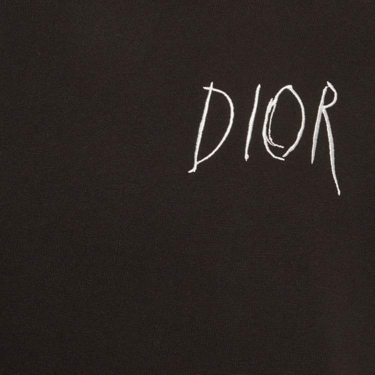 Pre Owned Dior Homme Black Logo Embroidered Cotton T-Shirt XS 