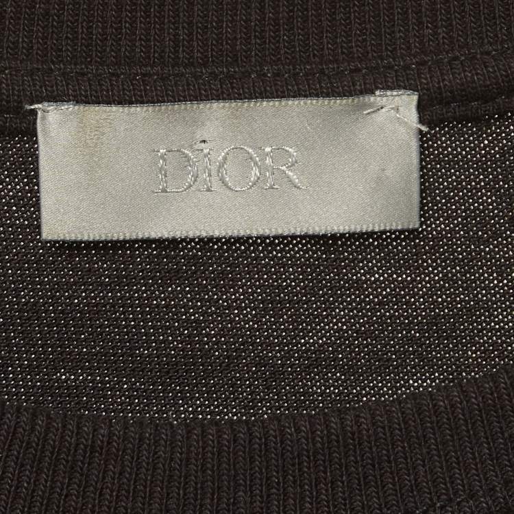 Pre Owned Dior Homme Black Logo Embroidered Cotton T-Shirt XS 