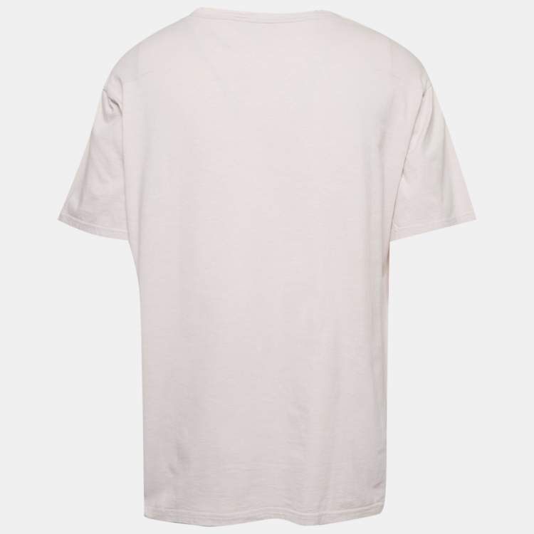 Pre Owned تيشيرت ديور أوم وردي مطبوع برقبة دائرية مقاس كبير جدًا