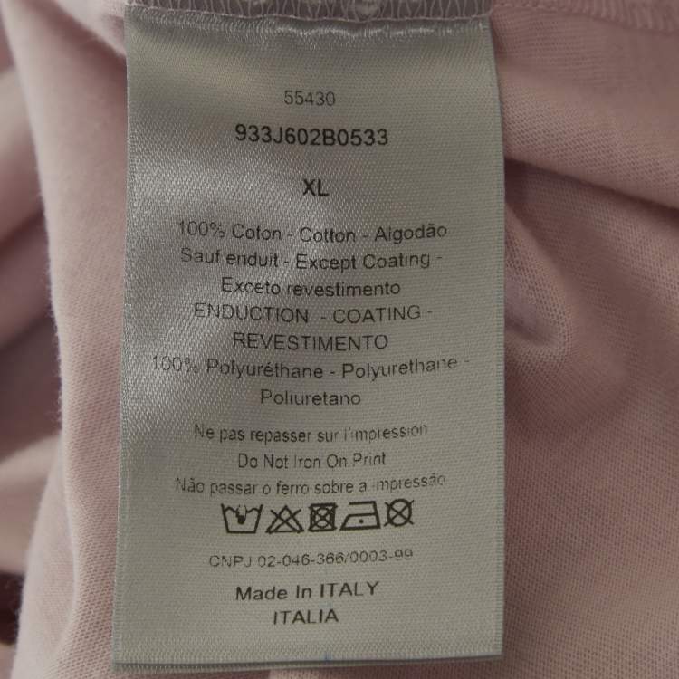 Pre Owned تيشيرت ديور أوم وردي مطبوع برقبة دائرية مقاس كبير جدًا