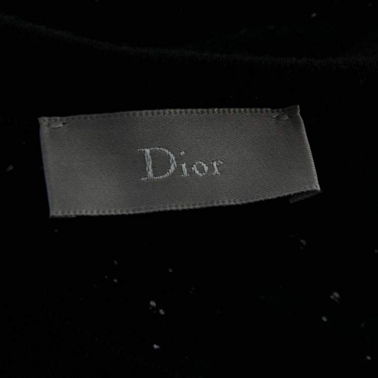 Pre Owned Dior Homme Dark Blue Bee-Embroidered Cotton Crewneck T-Shirt M