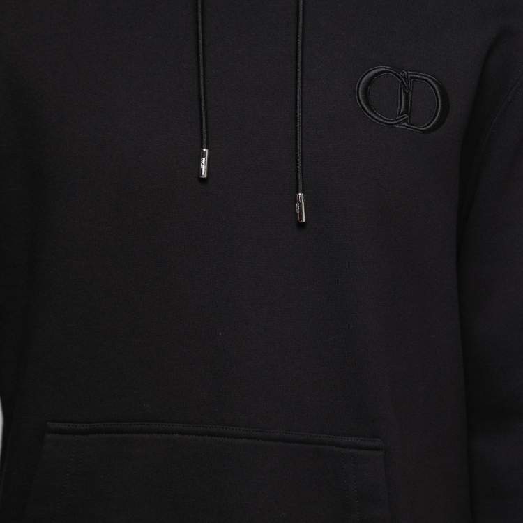 Pre Owned Dior Homme Black Cotton CD Logo Embroidered Hoodie L