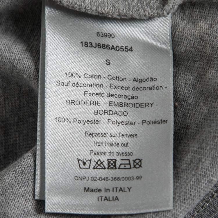 Pre Owned Dior Homme Grey Paint Splattered Cotton Logo Embroidered T-Shirt S