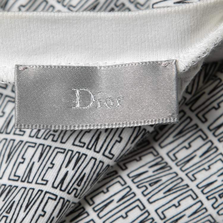 Pre Owned Dior Homme White Newave Print Cotton Crew Neck T-Shirt S