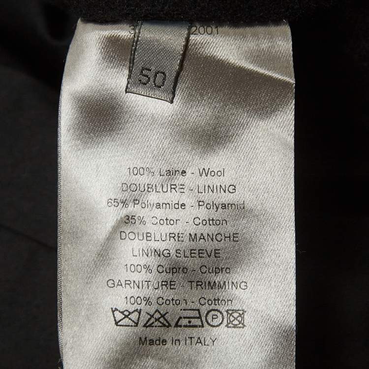 Pre Owned Dior Homme Black Wool Double Breasted Coat L
