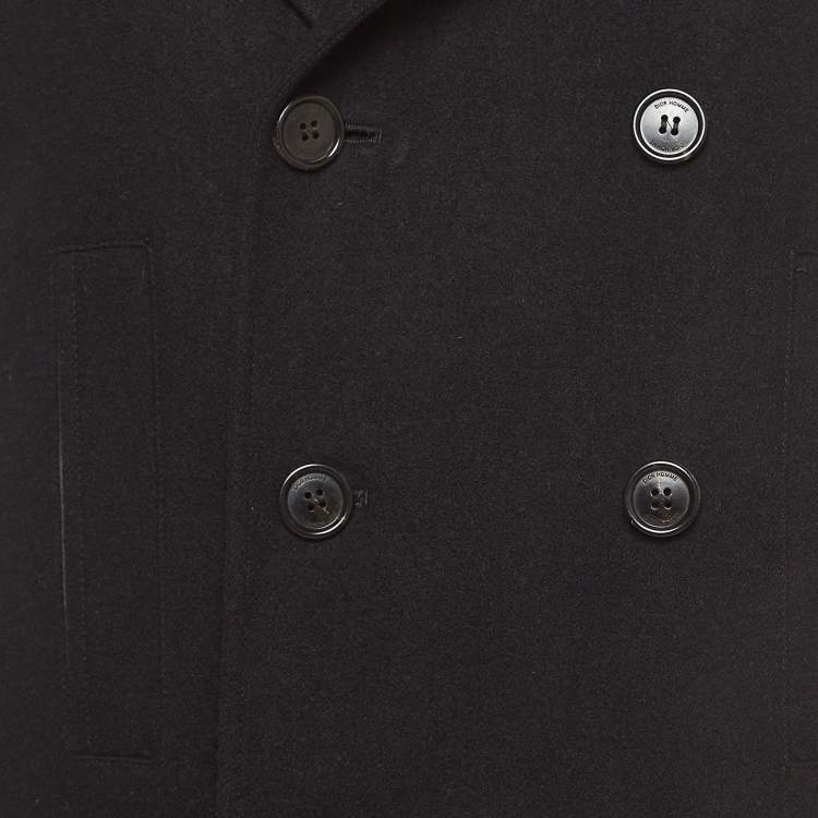 Pre Owned Dior Homme Black Wool Double Breasted Coat L