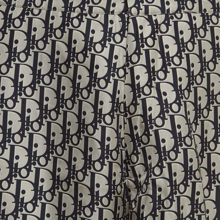 Pre Owned Dior Homme Blue Oblique Printed Silk Bermuda Shorts M