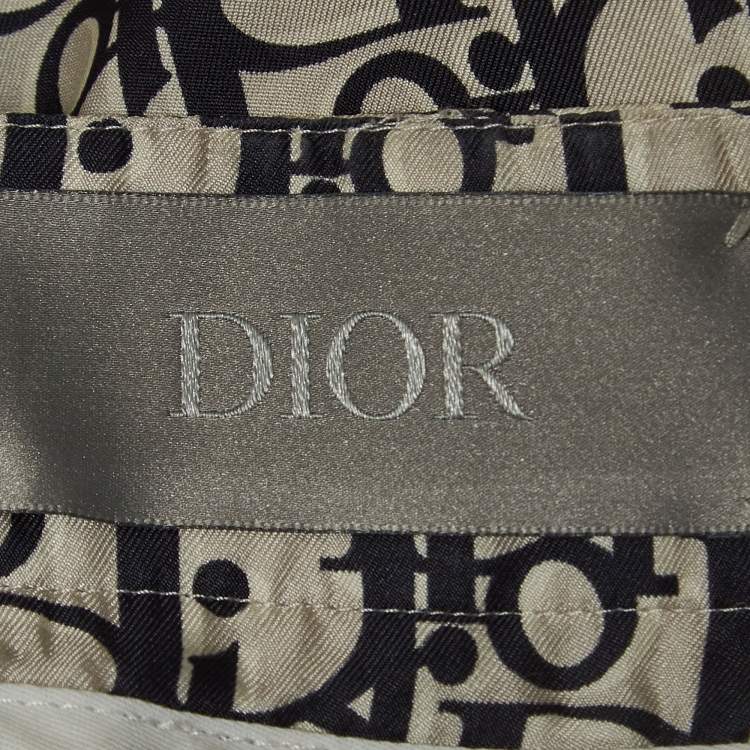 Pre Owned Dior Homme Blue Oblique Printed Silk Bermuda Shorts M