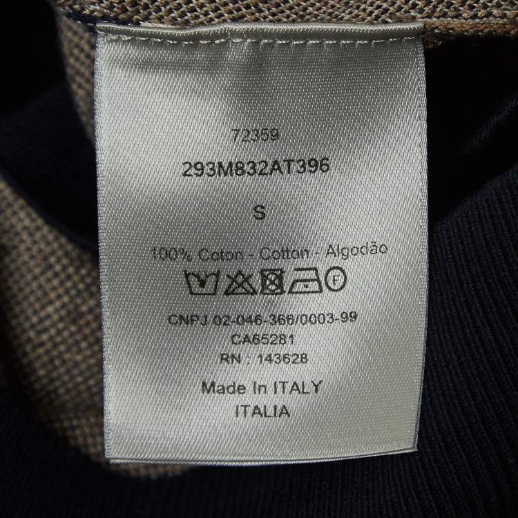 Pre Owned Dior Homme Brown/Navy Blue Oblique Cotton Knit Short Sleeve Polo Shirt S