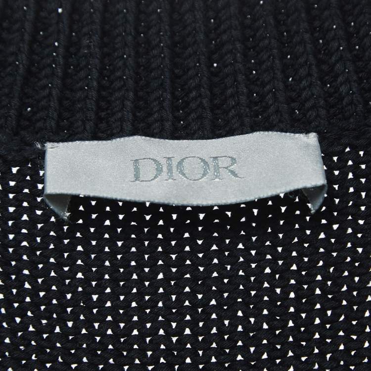 Pre Owned Dior Homme Black Cotton Knit Applique Detail Sweater S