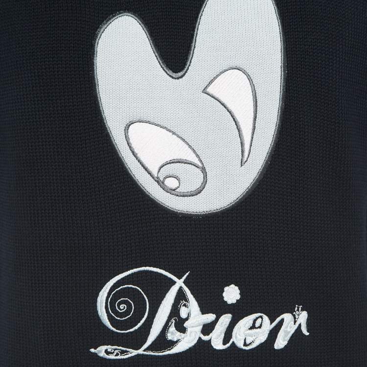 Pre Owned Dior Homme Black Cotton Knit Applique Detail Sweater S