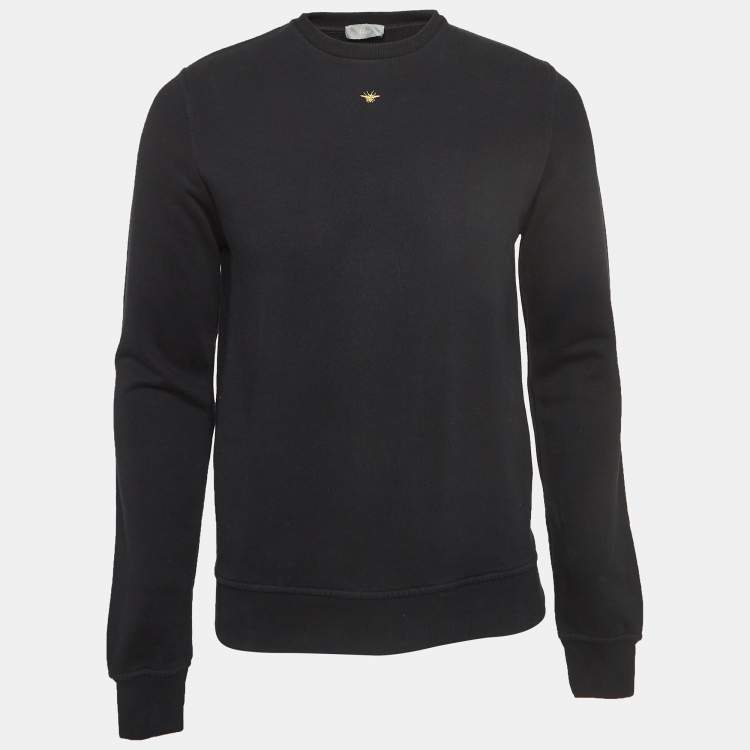 Pre Owned Dior Homme Black Embroidered Cotton Knit Crew Neck Sweatshirt S