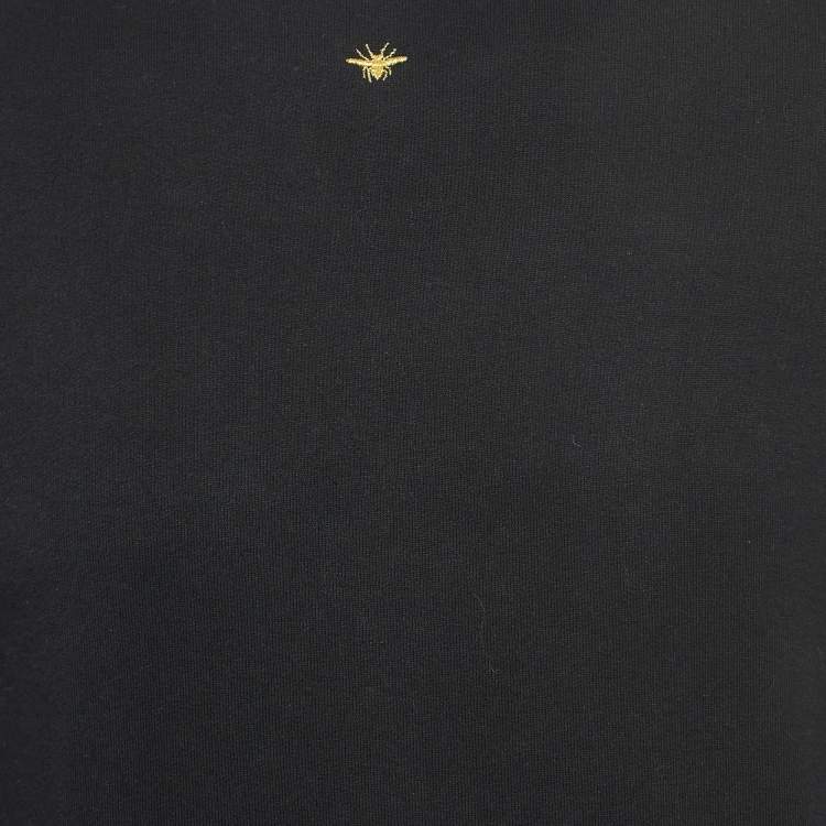 Pre Owned Dior Homme Black Embroidered Cotton Knit Crew Neck Sweatshirt S