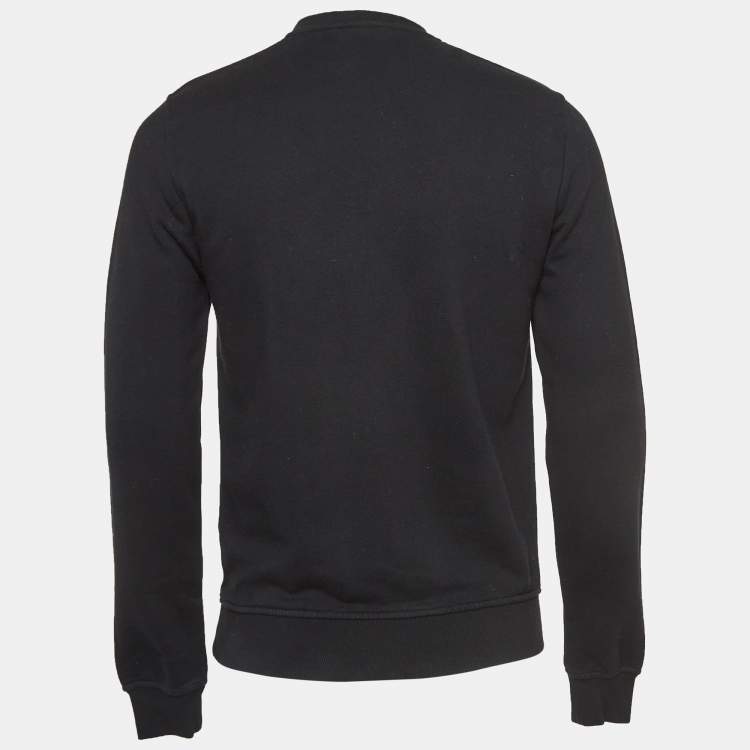 Pre Owned Dior Homme Black Embroidered Cotton Knit Crew Neck Sweatshirt S