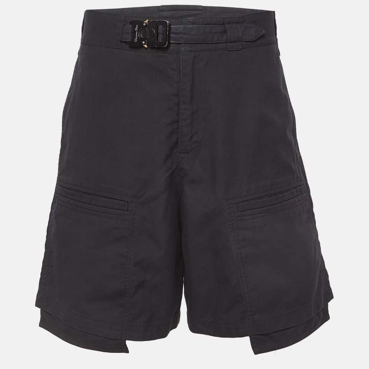Pre Owned Dior Homme Black Cotton Belted Cargo Shorts S