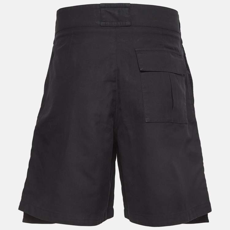 Pre Owned Dior Homme Black Cotton Belted Cargo Shorts S