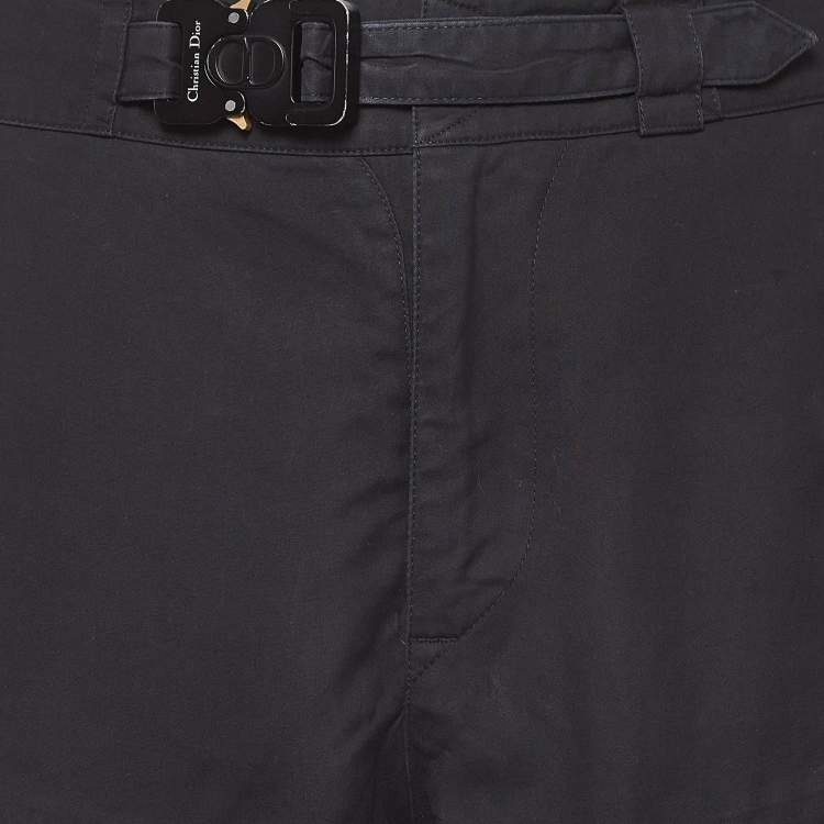Pre Owned Dior Homme Black Cotton Belted Cargo Shorts S
