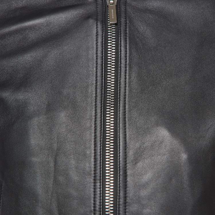Pre Owned Dior Homme Black Leather Bomber Jacket M