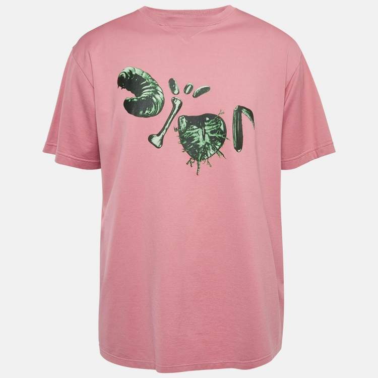 Pre Owned Dior Homme X Travis Pink Printed Cotton T-Shirt L